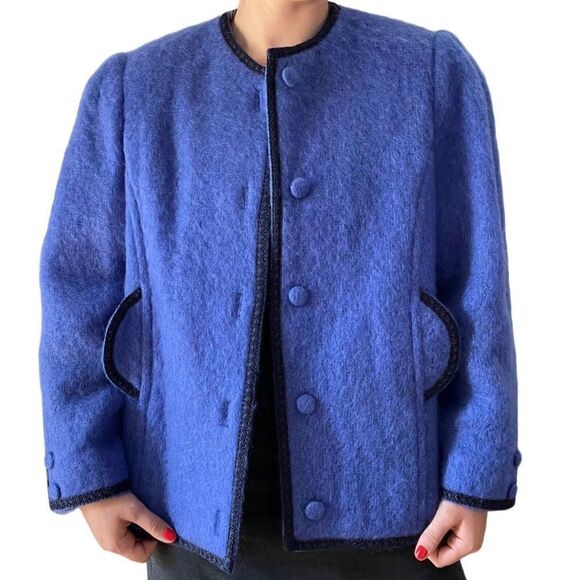Vintage Donegal Design Purple Mohair Wool Handwoven Irish Cardigan Jacket Sz L - Picture 5 of 8